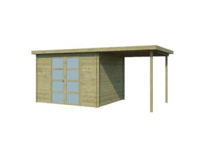 Gardenas Nice abri de jardin en bois 295x250x209 cm chalet imprégné + extension 200cm
