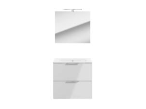 Nova Pack meuble salle de bains 60cm 2 tiroirs blanc brillant