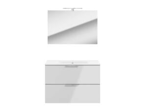 Nova Pack meuble salle de bains 80cm 2 tiroirs blanc brillant
