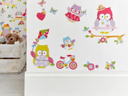 Art for the Home Olive le Hibou stickers muraux multicolore