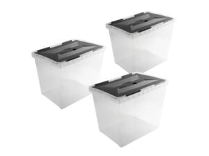 Sunware Onyx bac de rangement 40l transparent/anthracite 3 pièces