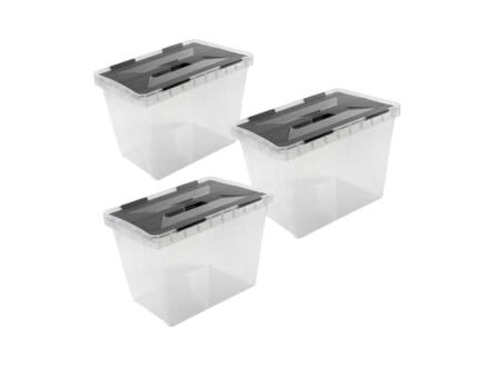 Sunware Onyx opbergbox 25l transparant/antraciet 3 stuks