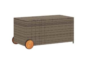 Opbergbox tuin met wielen 190l poly rattan grijs