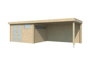 Woodlands Ottawa I abri de jardin en bois 355x295x230 cm chalet protection anticondensation + extension 400cm
