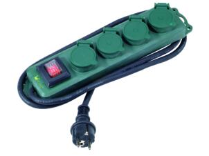 Profile Outdoor stekkerdoos 4x met schakelaar en kabel 1,5m spatwaterdicht groen