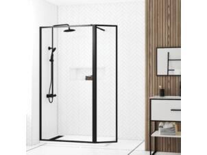 Aurlane Outline paroi de douche 100x200 cm + panneau latéral 40cm noir