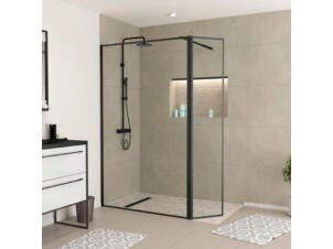 Aurlane Outline paroi de douche 120cm + panneau latéral 40cm noir