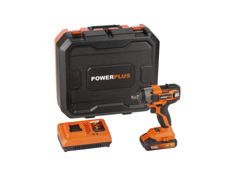 Powerplus Dual Power POWDP20160 kofferset accu slagmoersleutel 20V + accu en lader