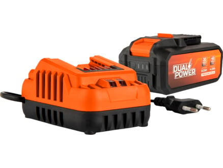 Powerplus Dual Power POWDP90640 chargeur de batterie 20V/2x20 V + batterie 40V Li-Ion 2,5Ah 1