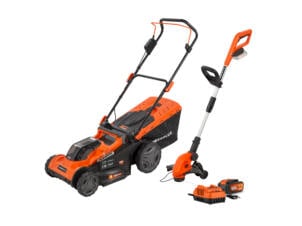 Powerplus Dual Power POWDPG75569 set d’outils de jardin tondeuse sans fil 40V Li-Ion 38cm + coupe-bordures sans fil 20V Li-Ion 30cm +chargeur