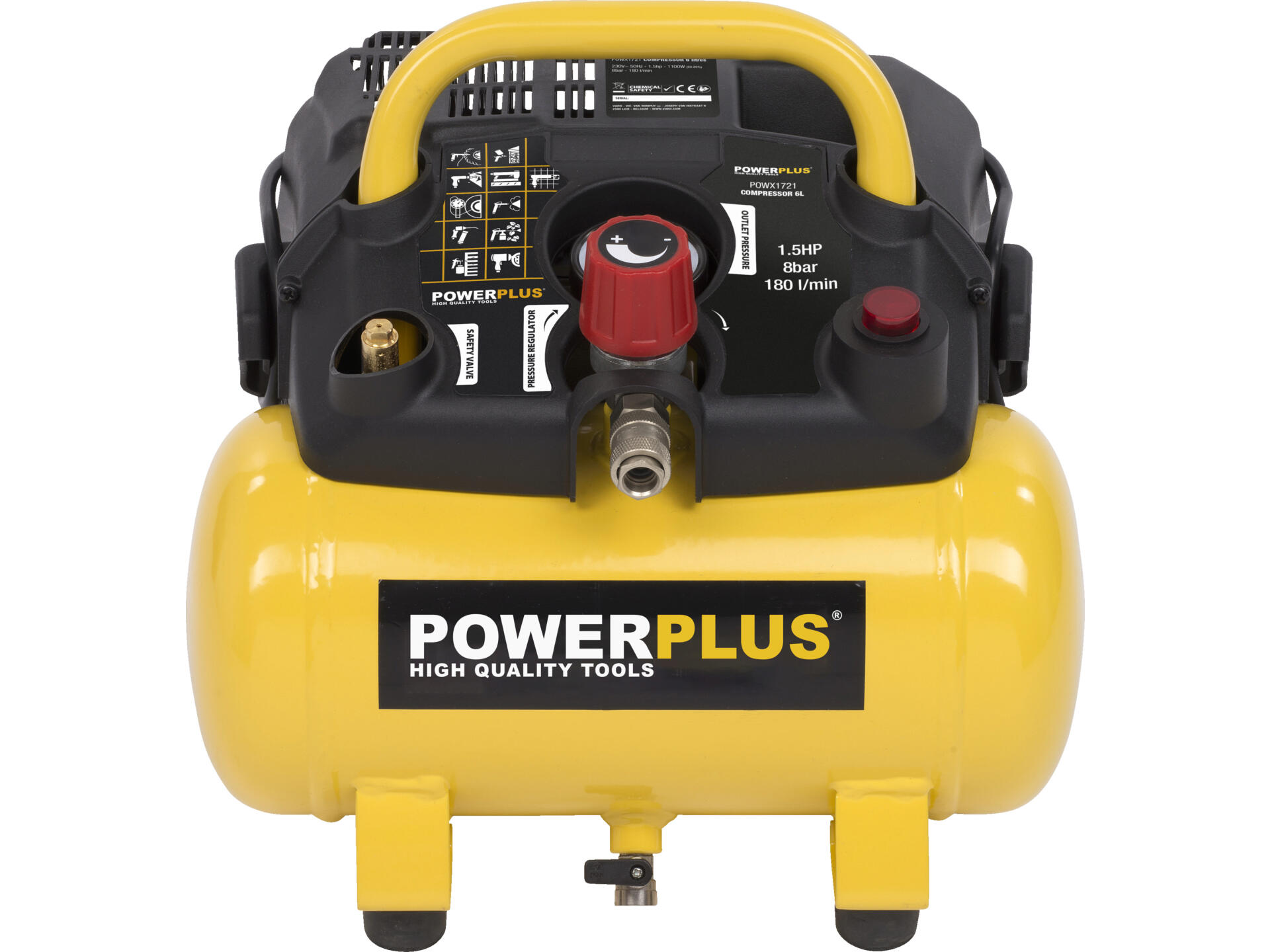 Per Negen Mantsjoerije Powerplus POWX1721 compressor 1100W 6l olievrij | Hubo