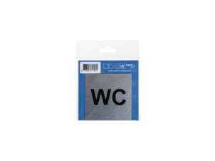 Panneau de porte autocollant WC 8,5x8,5 cm look aluminium