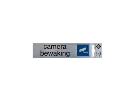Panneau de porte autocollant camerabewaking 17x4,4 cm look aluminium 1