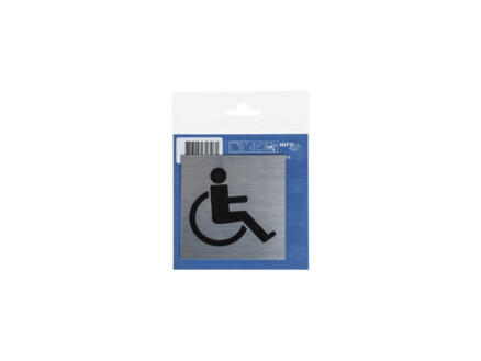 Panneau de porte autocollant fauteuil roulant 8,5x8,5 cm look aluminium 1