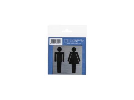 Panneau de porte autocollant femmes et hommes 8,5x8,5 cm look aluminium 1