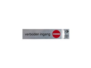 Panneau de porte autocollant geen doorgang 17x4,4 cm look aluminium