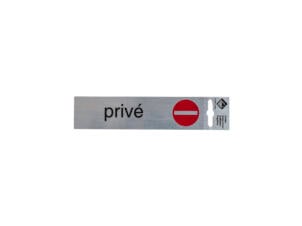 Panneau de porte autocollant privé 17x4,4 cm look aluminium