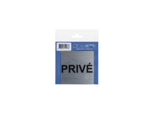 Panneau de porte autocollant privé 8,5x8,5 cm look aluminium