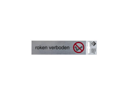Panneau de porte autocollant roken verboden 17x4,4 cm look aluminium 1