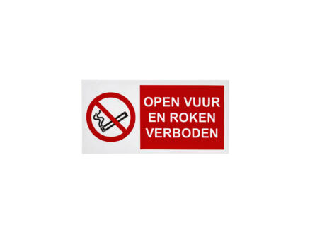 Panneau verbod roken en open vuur 15x30 cm 1