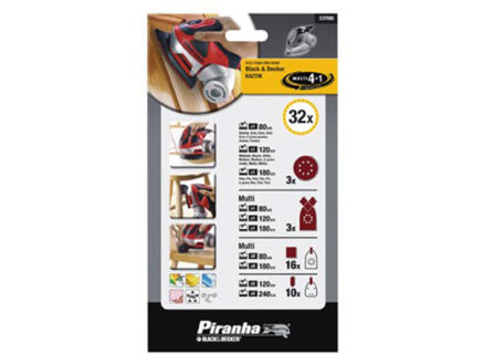 Piranha Papier abrasif assortiment 32 pièces X37095-XJ 1