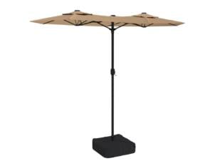 Parasol à double tête avec éclairage LED 316x145 cm taupe