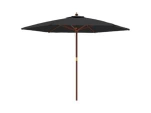 Parasol avec mât en bois 299x240 cm noir
