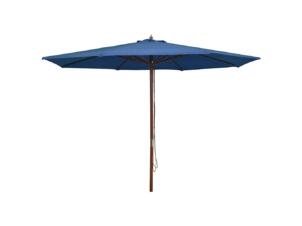 Parasol avec mât en bois 350cm bleu