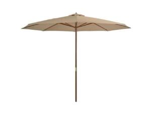 Parasol avec mât en bois 350cm taupe