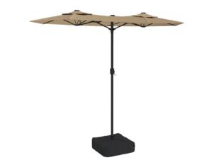 Parasol dubbel met LED-verlichting 316x145 cm taupe