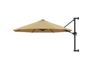 Parasol mural avec mât en métal 300cm taupe