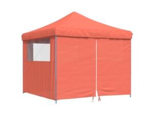 Partytent inklapbaar met 4 zijwanden terracotta