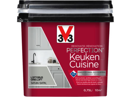 V33 Perfection peinture rénovation cuisine satin 0,75l gris loft 1