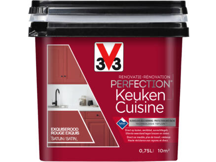 V33 Perfection peinture rénovation cuisine satin 0,75l rouge exquis 1