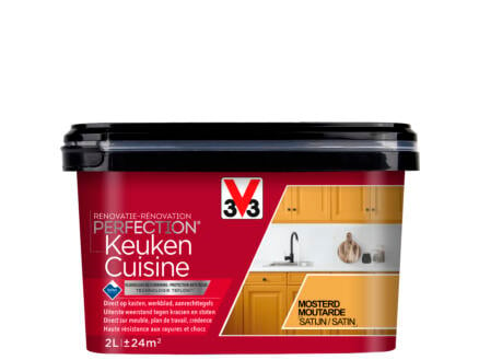 V33 Perfection peinture rénovation cuisine satin 2l moutarde 1