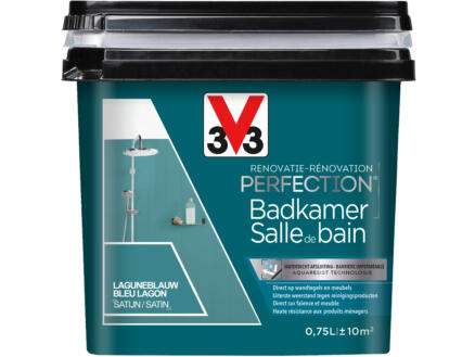 V33 Perfection peinture rénovation salle de bains satin 0,75l bleu lagon 1