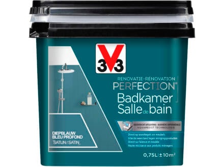 V33 Perfection peinture rénovation salle de bains satin 0,75l bleu profond 1