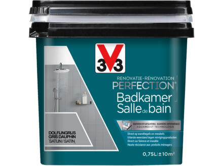 V33 Perfection peinture rénovation salle de bains satin 0,75l gris dauphin 1