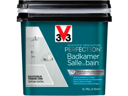 V33 Perfection peinture rénovation salle de bains satin 0,75l gris tendre 1