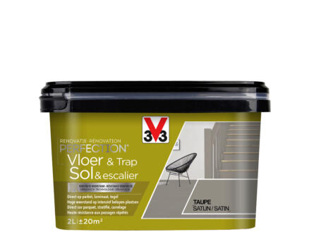V33 Perfection peinture renovation sol & escalier satin 2l taupe 1