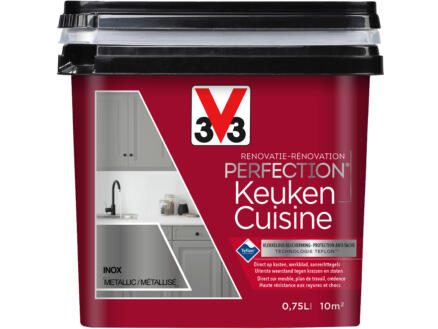 V33 Perfection renovatieverf keuken metallic 0,75l inox 1