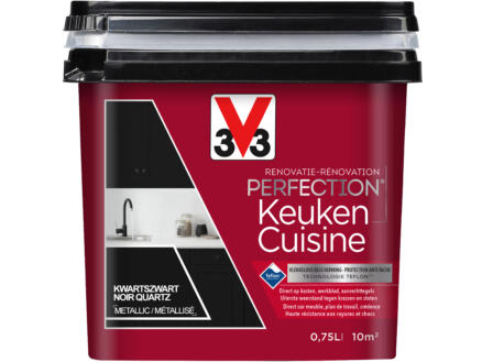 V33 Perfection renovatieverf keuken metallic 0,75l kwartszwart 1