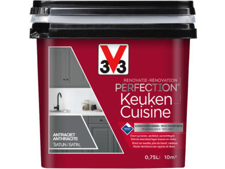 V33 Perfection renovatieverf keuken zijdeglans 0,75l antraciet 1