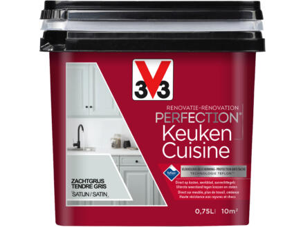 V33 Perfection renovatieverf keuken zijdeglans 0,75l zachtgrijs 1