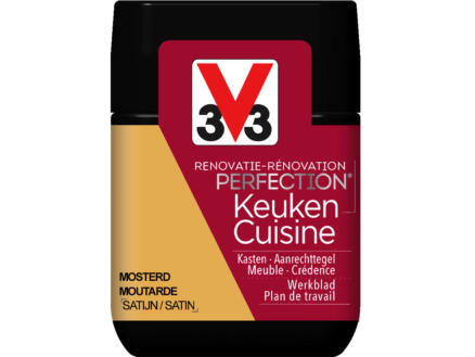 V33 Perfection testeur peinture rénovation cuisine satin 75ml moutarde 1