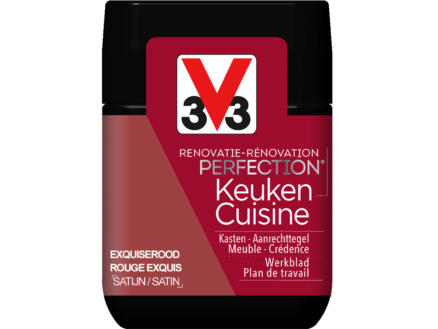 V33 Perfection testeur peinture rénovation cuisine satin 75ml rouge exquis 1