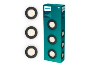 Philips Peridot spot encastrable GU10 7W noir rond tête fixe 3 pièces