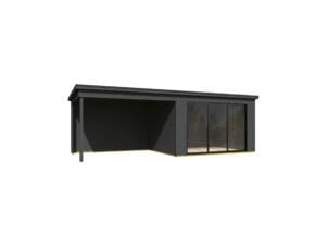 Outdoor Life Products Pernilla houten tuinhuis 385x295x239 cm blokhut + extensie 350cm carbon grey