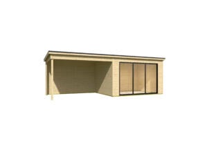 Outdoor Life Products Pernilla houten tuinhuis 385x295x239 cm blokhut + extensie 350cm