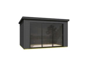 Outdoor Life Products Pernilla houten tuinhuis 385x295x239 cm blokhut carbon grey